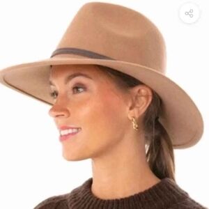 Barbour Tan Wide-Brim Hat Biege New Size L  Wool Tack Fedora